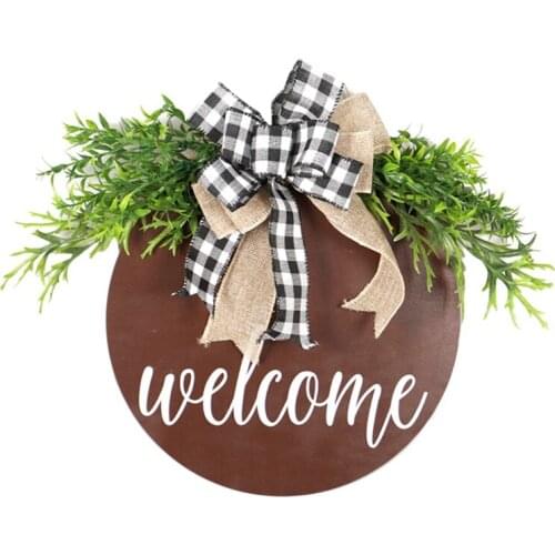 Welcome Sign for Front Porch - Rustic Wooden Door Hanging Farmhouse Front Door Decorations for Home Restaurant