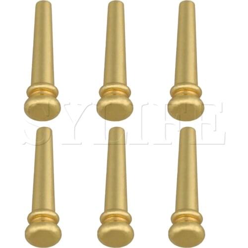 1 Set of 6 Golden Brass Slotted Bridge Pin For Acoustic Guitar