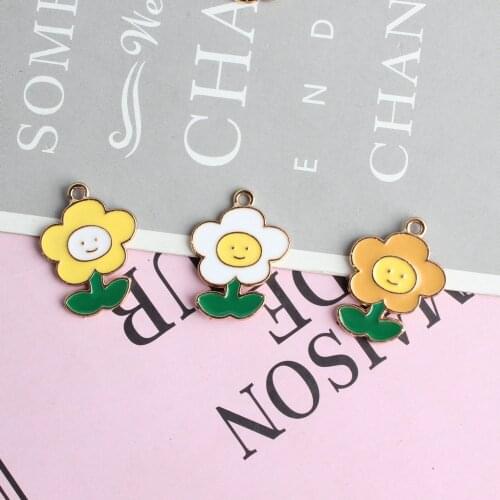 10pcs/lot Potted plants Enamel Charms Drop Oil Metal Flower Pendants Jewelry DIY Pendant Jewelry Making Golden Base