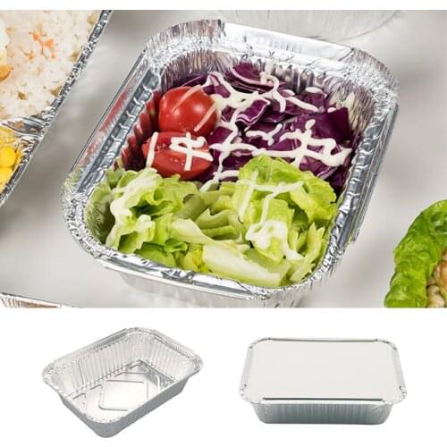 10pcs High Quality Rectangle Shaped Disposable Aluminum Foil Pan Take-out Food Containers with Aluminum Lids/Without Lid