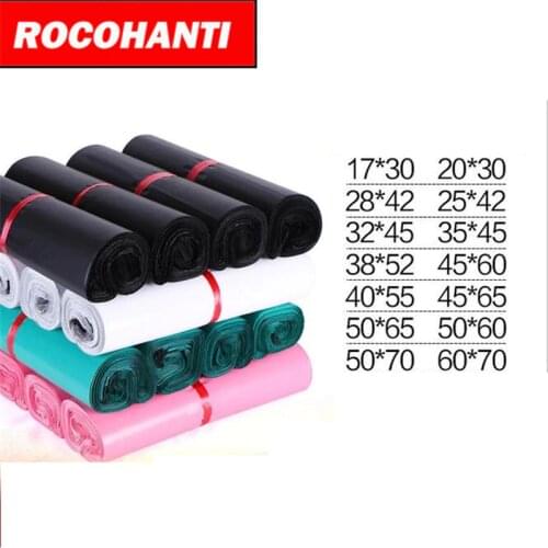 100Pcs Custom LOGO Printed Polybags for Shipping Poly Plastic Mailing Bag Courier Bag Plastic Gift Packing Bag White Black Pink