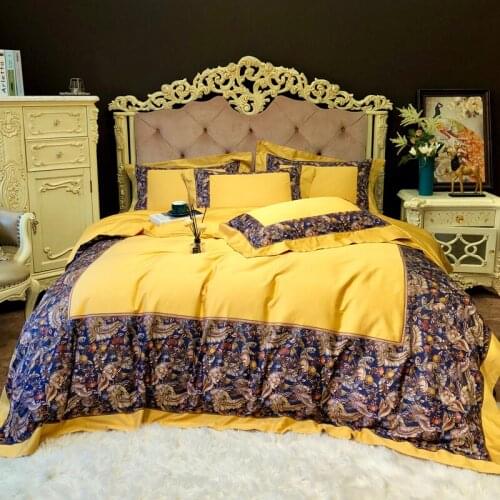 New luxury 4/6pcs Digital Printing 100S Egyptian cotton Pink Royal Bedding sets Queen King Duvet cover Bed sheet set Pillowcases