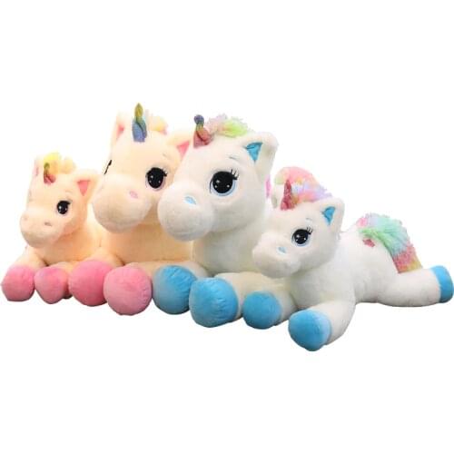 40-80cm Lovely Stuffed Animal Baby Dolls Kawaii Cartoon Rainbow Unicorn Plush toys Kids Doll Children Baby Birthday Gift