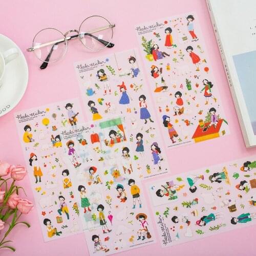AAGU 6pcs/pack Forest Girl PVC Stationery Stickers Hand Account Custom Sticker Bullet Journal Sticker for Scrapboking Decoration