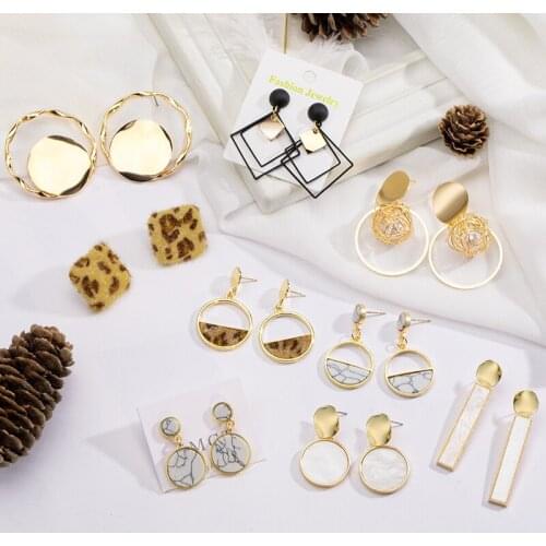 BLINLA New Korean Acrylic Heart Drop Earrings for Women Vintage Gold Geometric Wedding Dangle Earrings Fashion Statement Jewelry