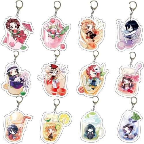 Anime Demon Slayer Kimetsu No Yaiba Keychain Cartoon Figure Kamado Tanjirou Kamado-Nezuko Tomioka Giyuu Acrylic Keyring