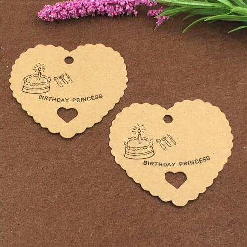 Heart Shape Paper Tags Birthday Cake Decoration Listing Happy Birthday Especially For You Hang Tags Labels 6.5x6cm 50Pcs/Lot