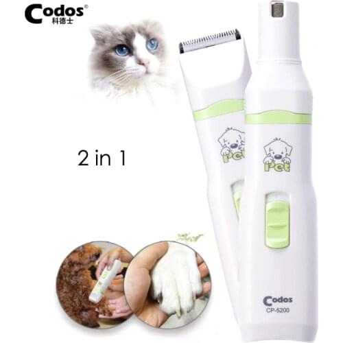 Codos CP-5200 2 in 1 Pet Dog Cat Hair Trimmer Paw Nail Grinder Grooming Clippers Nail Cutter Hair Cutting Machine