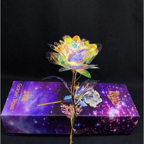 Galaxy Rose Flowers Romantic Rose Wedding Decor with Love Base Creative Valentines Day Mothers Day Gift for Girl Friend