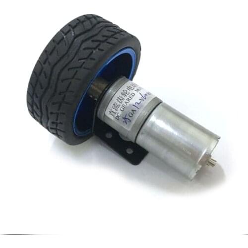 EBOWAN 1 set of 25MM 370 DC 12v Robot Smart Car Motor Metal Geared + 65mm Wheel + 25mm Bracket+4mm hex Coupling
