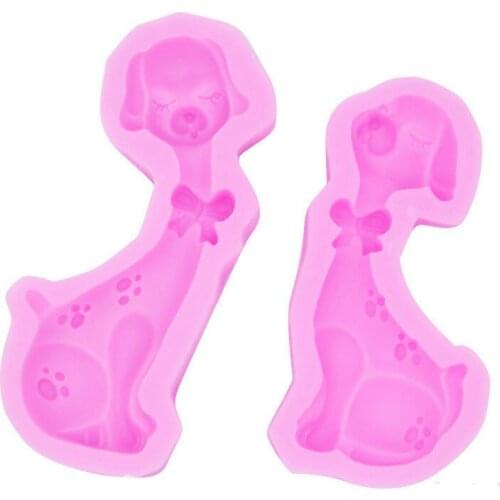 Bow Tie Dog Fondant Silicone Mold Gentleman Dog Cake Decoration Accessories DIY Chocolate Mold Easy To Demold DIY Soft Clay
