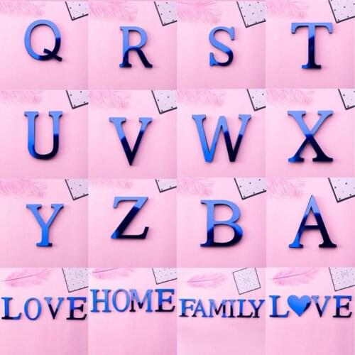 Hot sale environmental protection A-Z letter acrylic mirror wall art stickers decals DIY home decoration acrylic coffee shop