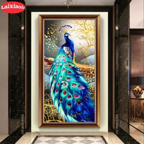 5D DIY Diamond Modern animal art, colorful peacock Embroidery Picture Diamond Painting Cross Stitch Mosaic New Arrival Wall Art