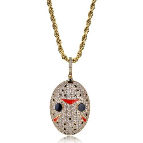Classic clown mask Pendant With Tennis Chain Cubic Zirconia Mens Hip hop Pendant Necklace Jewelry For men party gift