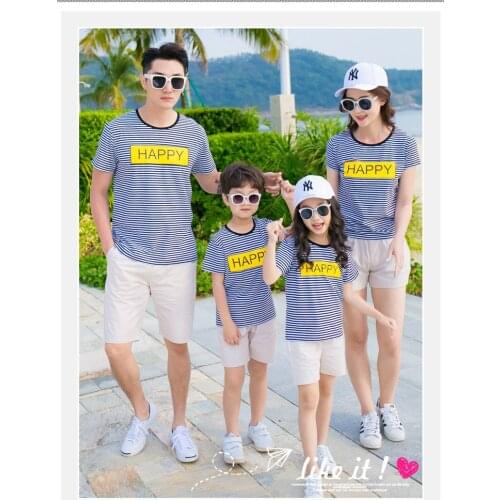 Family Matching Outfits Summer Couple Clothes Men Boys Women Girls Cotton Short Sleeves T shirt Pants Set Family Costume SA1391