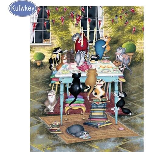 Kufwkey diamond painting christmas cards,Diamond Embroidery cat,cake ,5d Diamond pictures mosaic,square Rhinestone art Rolled Up