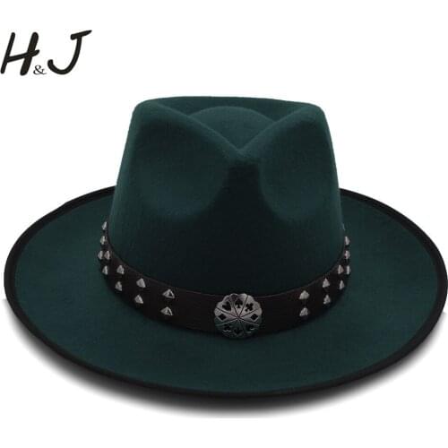 Fashion Women Men Felt Fedora Hat With Wide Brim Wool Jazz Hat Gentleman Sombrero Lady Fascinators Dad Hat Steampunk Belt