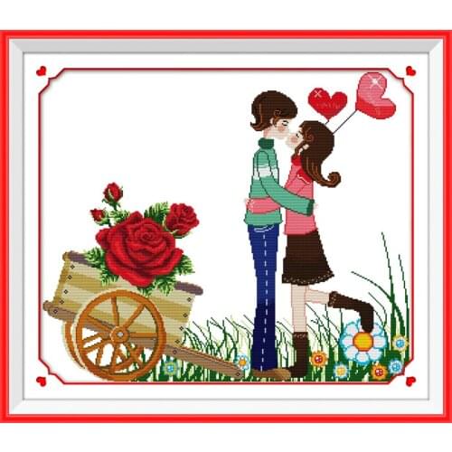 Love with vehicle cross stitch kit people 18ct 14ct 11ct count print canvas stitches embroidery DIY handmade needlework