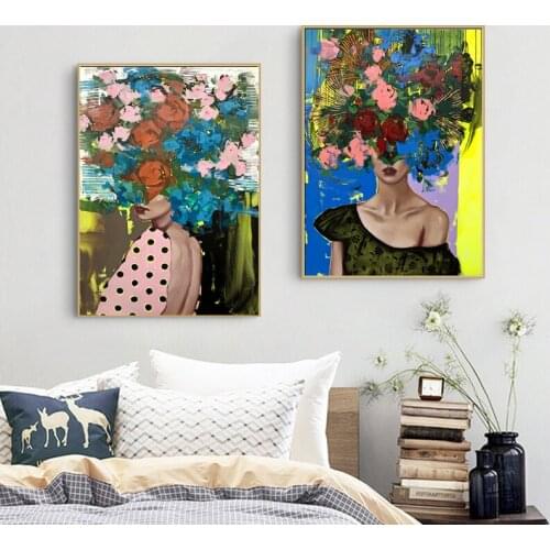 Wall Art Poster Prints Canvas Painting Poster Flower Girls Nordic Anna Paintings Decoration Pictures For Living Room No Frame