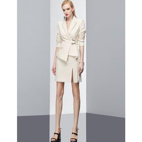Small irregular waist handsome suit womens autumn 2020 new small high skirt two piece suit