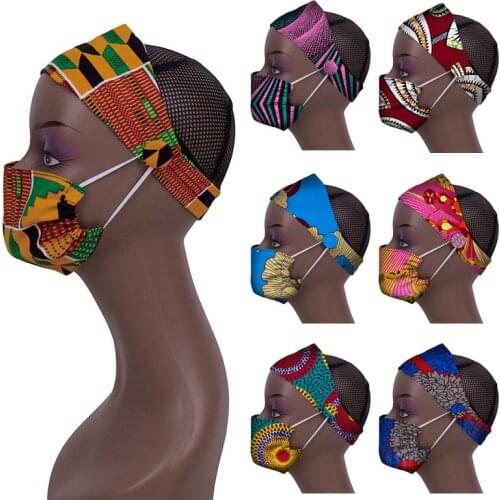 2021 New 2 Pieces African Ankara Print Bandanna Head Wrap for Women Handmade Wax Cotton Material WYB566