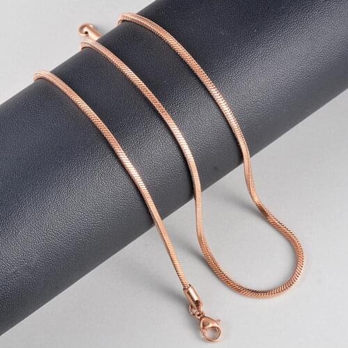 New Hot Sales Stainless Steel Rose Gold Square Snake Chain Necklace For Women Men Fashion Jewelry Gift Various Length