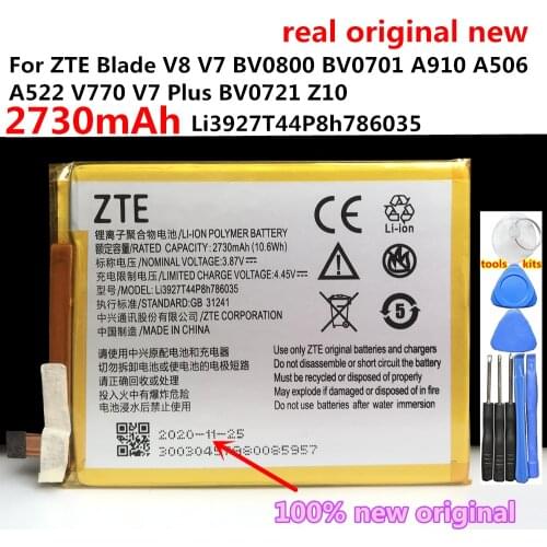 Original 2730mAh Battery Li3927T44P8h786035 For ZTE Blade V8 V7 BV0800 BV0701 A910 A506 A522 V770 V7 Plus BV0721 Z10 Batteries