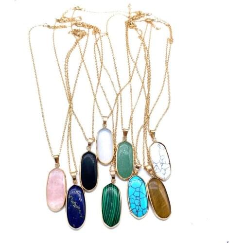 Hexgaon Pink Opal Quartz Howlite Crystal glass & Synthetic Stone Pendant Necklaces Gold Geometric Accessories Jewelry for Women