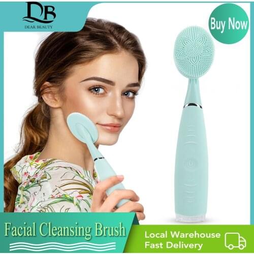 Portable Electric Facial Cleansing Brush Waterproof Silicone Cleansing Tool Handheld Facial Cleansing Brush Pore Cleaner Tools