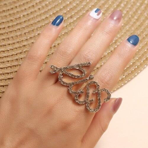 Adjustable Rings for Women Crystal Rhinestone Rings Statement Charm Jewelry Love Bridal Anel Wedding Party Birthday Gift