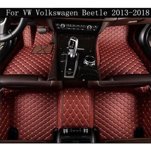 Car 3D Luxury Leather Car Floor Mats Fits For VW Volkswagen Beetle 2013 2014 2015 2016 2017 2018 EMS Free shipping