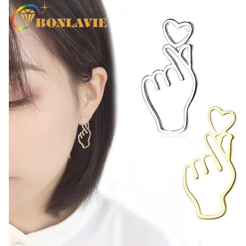 BONLAVIE Love Gesture Earrings Creative Earrings Fashion Girl Girlfriends Gift Jewelry Wholesale
