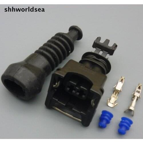 Shhworldsea 100Kit 2PIN 3.5MM Car Fuel Injector Socket Plug DURITE MULTIPLE CONNECTORS JUNIOR POWER TIMER JPT CONNECTOR + SHEATH