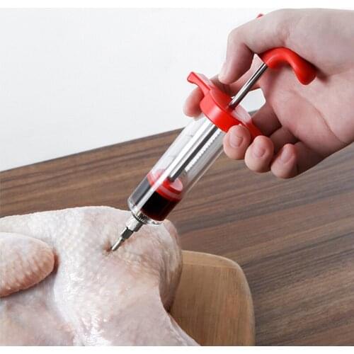 Food Grade PP Stainless Steel Spice Needles Syringe Set BBQ Meat Flavor Injector Kithen Cooking Sauce Marinade Syringe Accessory
