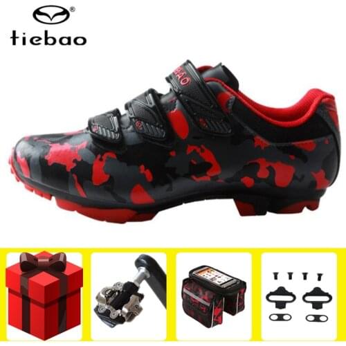 Tiebao MTB Cycling Shoes add SPD pedal set Bicycle Mountain Bike Professional Self-locking Breathable Shoes men sneakers women