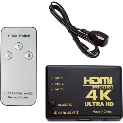 Ultra HD 4K x 2K HDMI Switch 3x1 3 Port Switcher Selector 3D 1080p w/ IR Remote