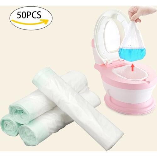 5 Rolls Universal Potty Training Toilet Seat Bin Bags Travel Potties Liners Disposable with Drawstring Convenient Use Portable