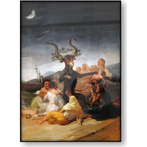 Witches Sabbath Francisco Goya Vintage Poster Antique Painting Wall Art Picture Devil Satan Horned Goat Canvas Print Decoration
