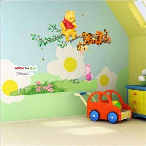 Vivid Winnie Tiger Home Decor Height Measure Wall Stickers DIY Alphabet Mural For Kids Rooms Bedroom School Decal