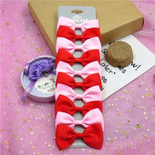10PCS/Lot Lovely Pink and Red Hairpins Grosgrain Ribbon Bows Clips 2020 Korean Creativity Hair Accessories For Baby Girls NEW