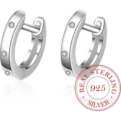 Real 925 Sterling Silver Circle Hoop Earrings Fashion Jewelry for Women Female High Quality