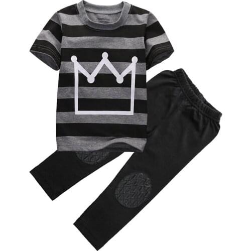 2019 Toddler Kids Baby Boys Outfit T-shirt Tops+Long Pants 2pcs Summer Clothes Set 2-8Y Good Quality Cotton Fashion Cotton