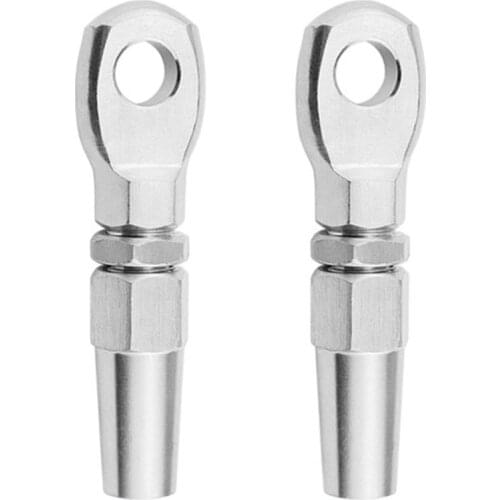 2Pcs Marine Grade 316 Stainless Steel Swageless Eye Terminal Wire Cable Rope Diy Fitting Rigging Hardware Balustrade Kit