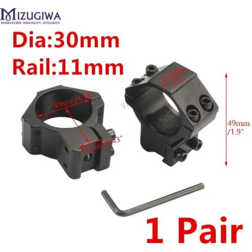 2 pcs / pair MIZUGIWA 30mm Dia Scope Rings 11mm Weaver Picatinny Dovetail Rail Riflescope For Rifle Scope Pistol Airsoft Hunting