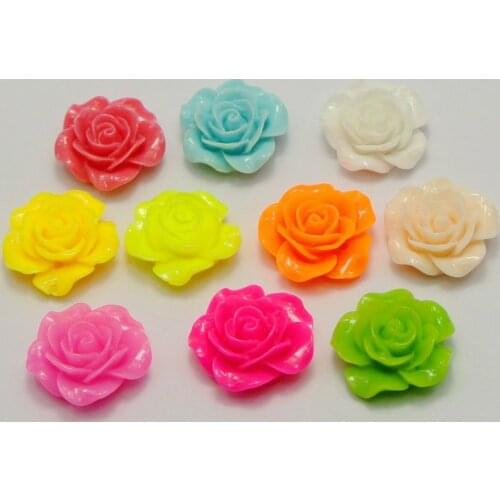 20 Mixed Color Rose Flower Flatback Resin Cabochon 20mm DIY NO Hole