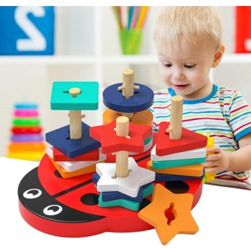 21Pcs/Set Building Blocks Geometric Shape Fall Resistant Wooden Educational Toy Building Blocks for Children Toy Building Blocks