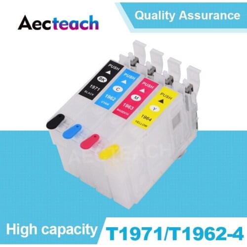 Aecteach Refillable Ink cartridge T1971 for Epson EXPRESSION XP-101 201 211 401 204 104 214 411 WF-2532 Printer With Reset Chip
