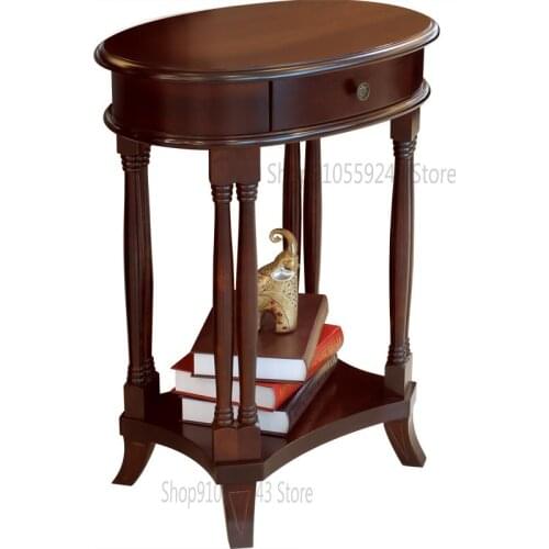 American Living Room Side Table Sofa Corner Table Retro Nostalgic Phone Table Creative Oval Flower Shelf Vase Display Table