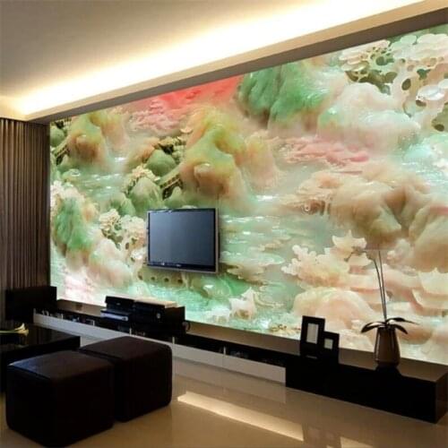 Beibehang Custom wallpaper 3d mural high-grade atmospheric landscape jade carving mural TV background wall papers home decor 3d