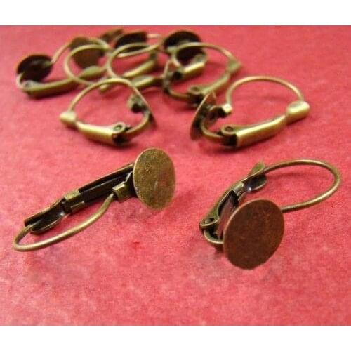 Free shipping!!! DIY jewelry-French earring base bronze color 6mm pad earring findings EFH0005